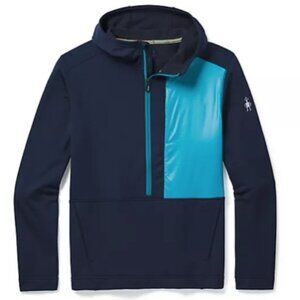 Smartwool Men's XL Blue Merino Sport Fleece Half Zip Hooded Pullover Casual Fall